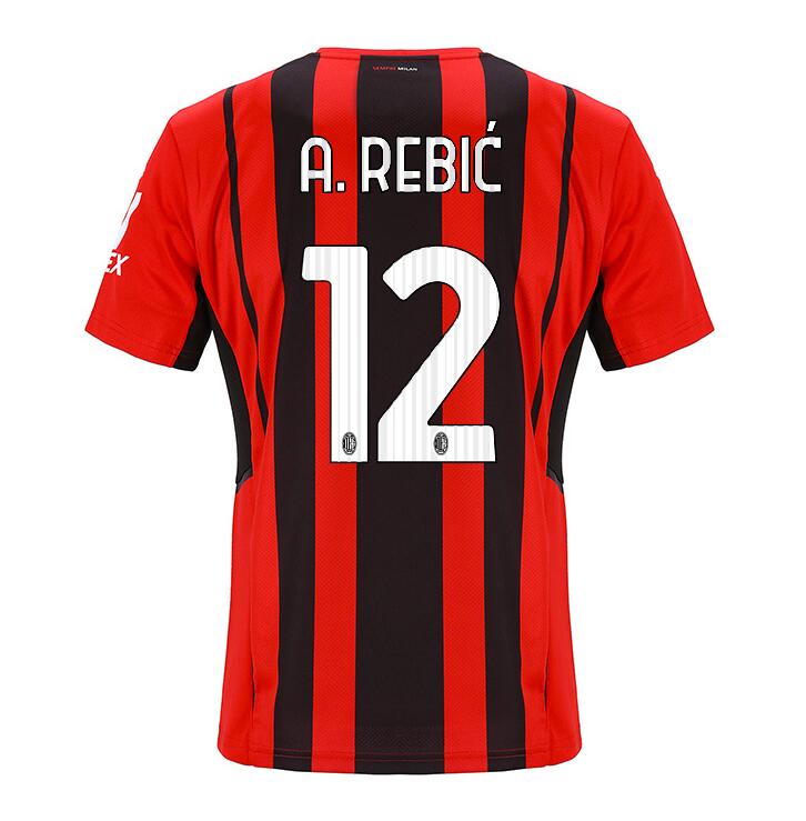 2021/22 AC Milan Home Kit Soccer Jersey with A. REBIĆ 12 printing